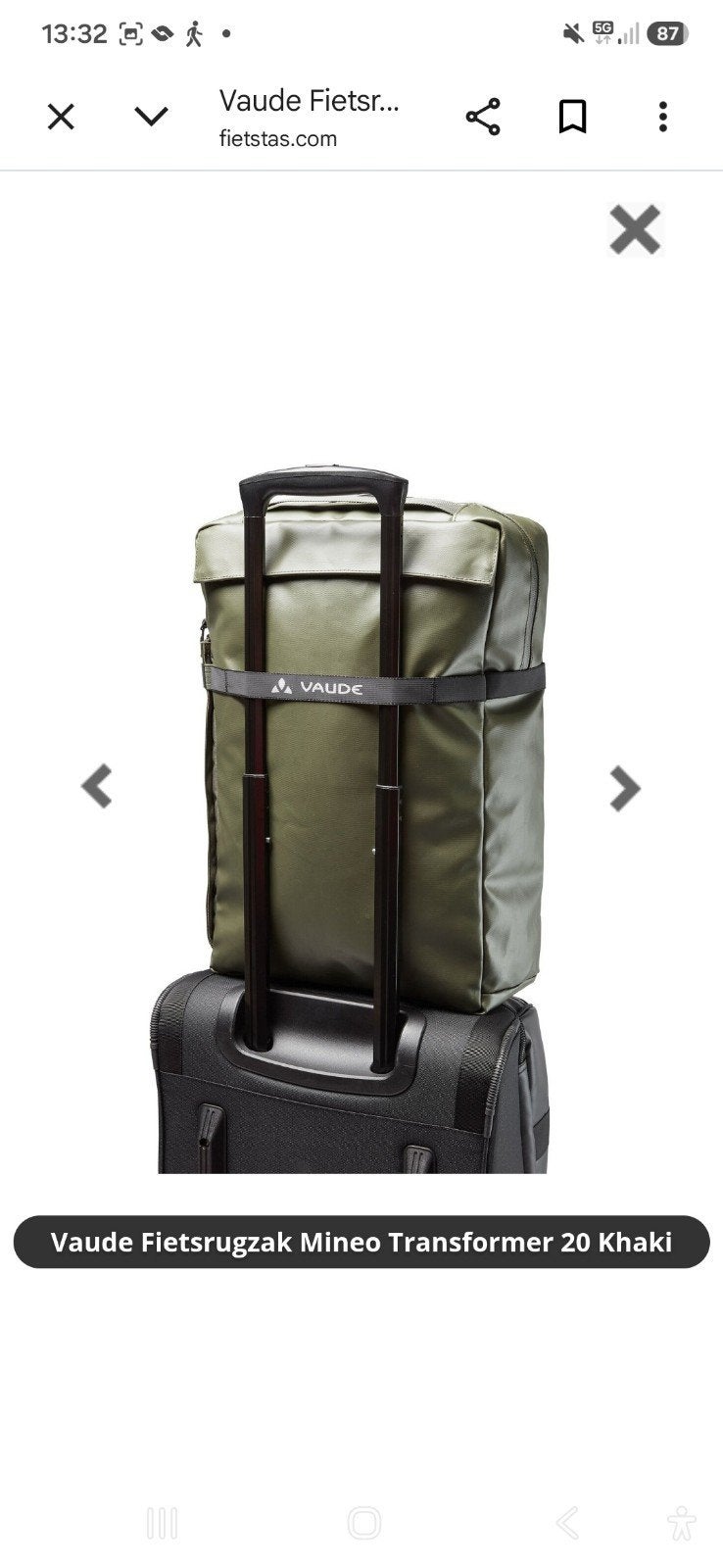 Vaude Fietsrugzak Mineo Transformer 20 Khaki, Ophalen, Gebruikt, Vaude