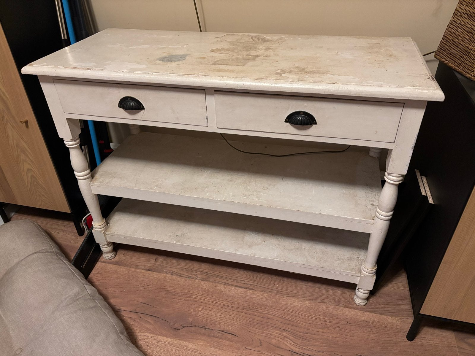Sidetable/Bijzettafel met lades en planken (opknapper), Ophalen, Gebruikt, 100 tot 150 cm, 25 tot 50 cm