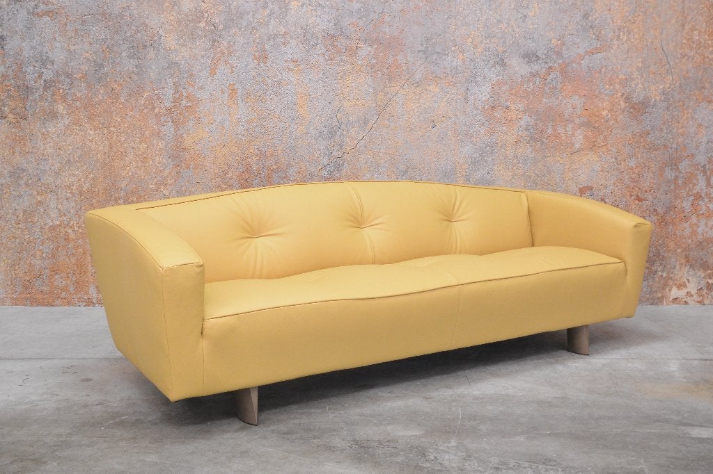 NIEUWbeklede gele leren UNIEKE Montis Riva design bank, Leolux gelderland harvink rolf benz jori design on stock montis, Montis