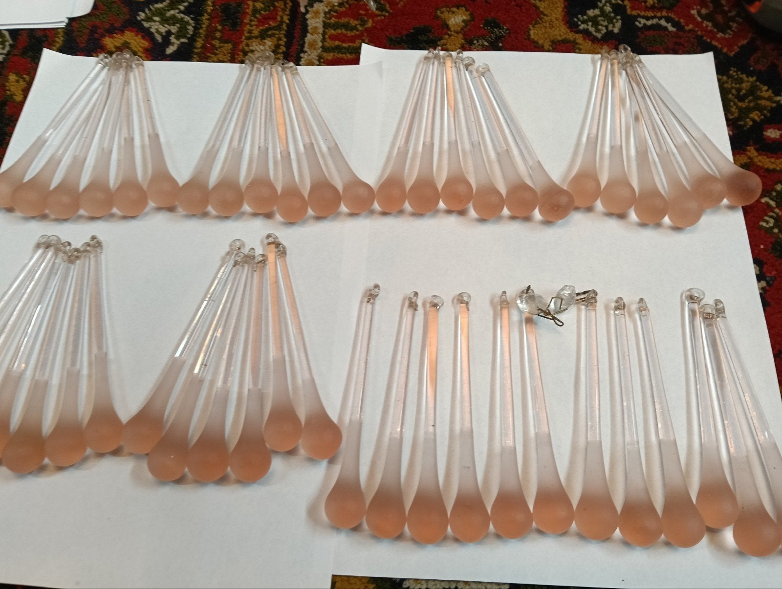 48x Glazen Pegels 11,5 cm voor Kroonluchter - Roze Mat, Ophalen of Verzenden