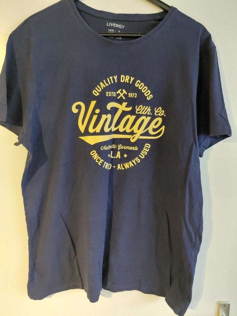 Shirt mtL vintage Livergy blauw, Kleding | Heren, Ophalen of Verzenden, Zo goed als nieuw, Maat 52/54 (L), Blauw
