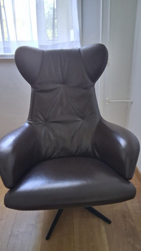 Leren relax draai stoel, Ophalen, Gebruikt, 75 tot 100 cm, Modern