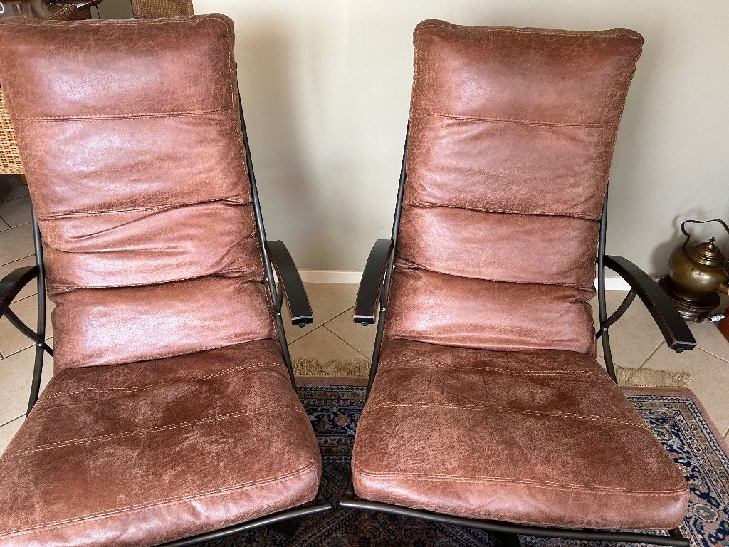 2 Fauteuils Tiberius Oklahoma Brandy, Ophalen, Zo goed als nieuw, 50 tot 75 cm, Leer