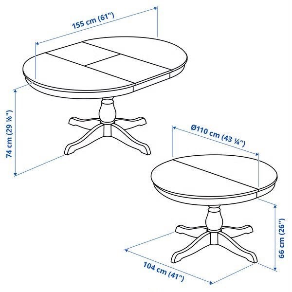 Witte ronde uitschuifbare tafel ingatorp, Huis en Inrichting, Tafels | Eettafels, Ophalen, Gebruikt, Rond, Vier personen