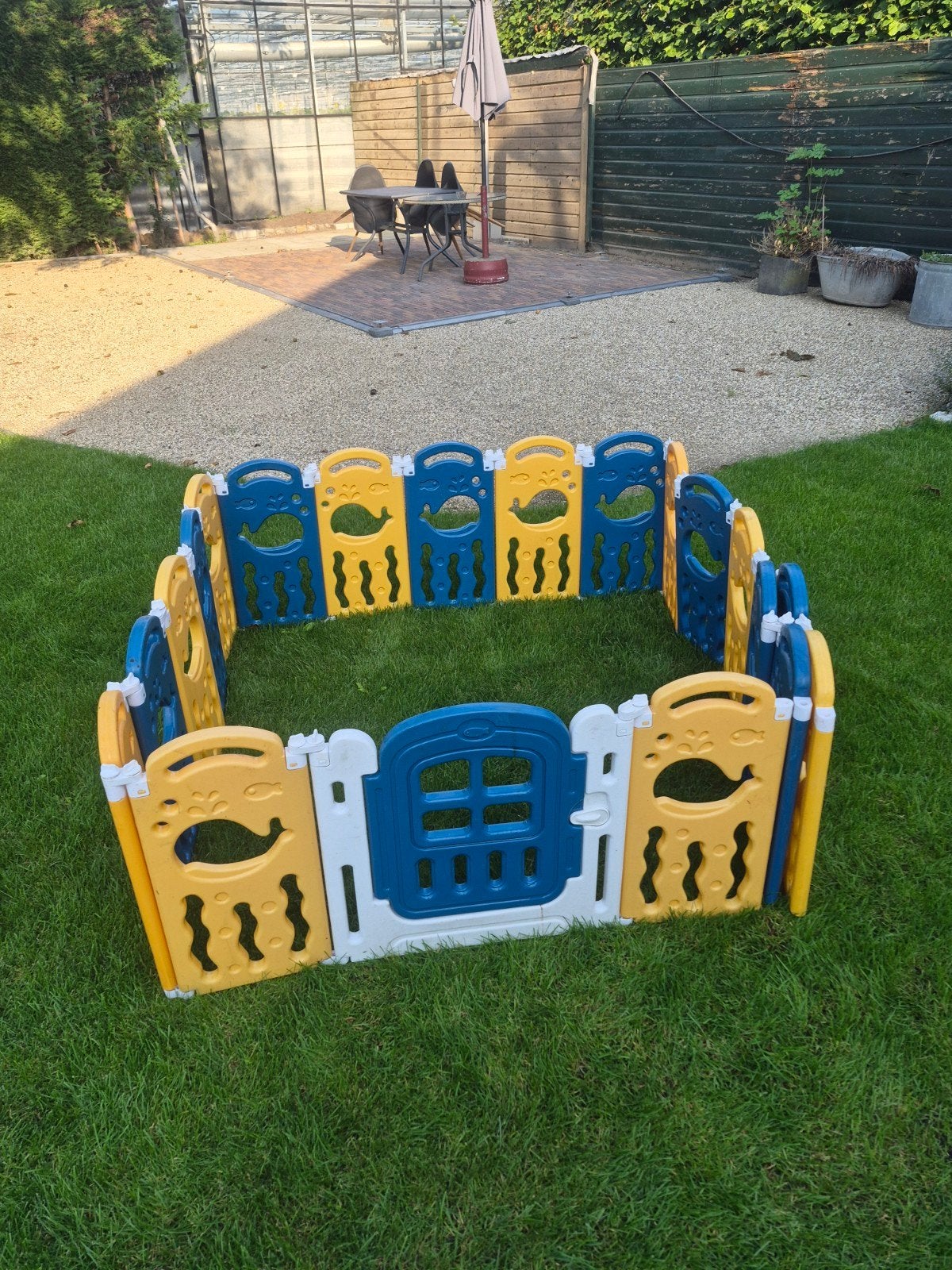 Kinderbox/speelhek - Blauw/Geel met walvissen, Kinderen en Baby's, Ophalen, Zo goed als nieuw, Jongen of Meisje