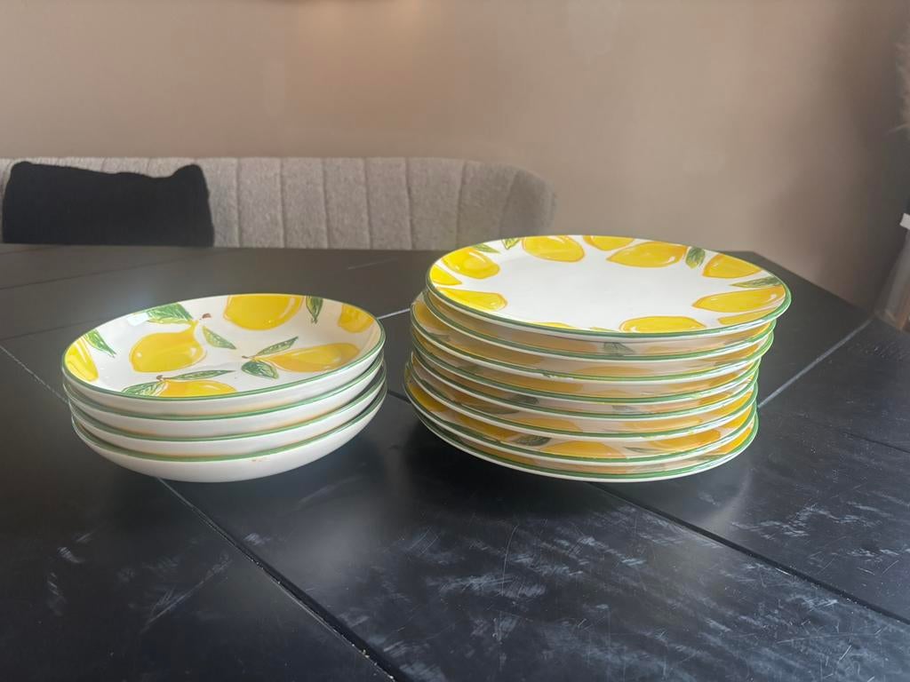 Citroen borden set, Huis en Inrichting, Keuken | Servies, Ophalen of Verzenden, Zo goed als nieuw, Bord(en), Overige stijlen