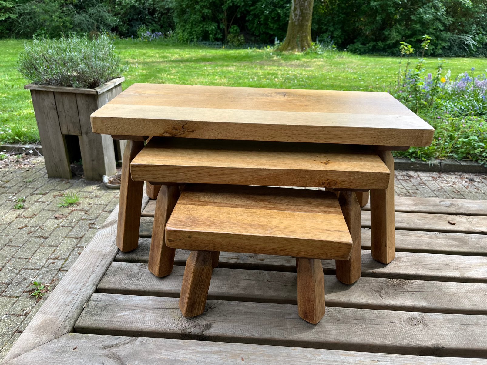 Miniset massief eiken ; blank, Ophalen, Zo goed als nieuw, Rechthoekig