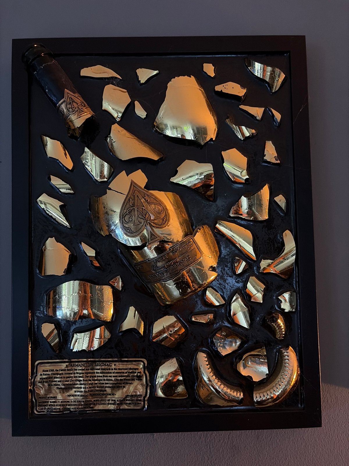 Armand de Brignac Champagne fles kunstwerk, Ophalen of Verzenden, Wanddecoratie, Goud, Metaal