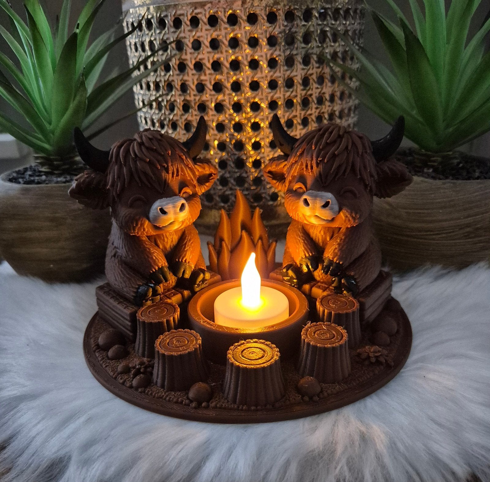 Hooglander decoratie 3D PLA met LED lichtje, Overige stijlen, Nieuw, Kunststof, Ophalen of Verzenden