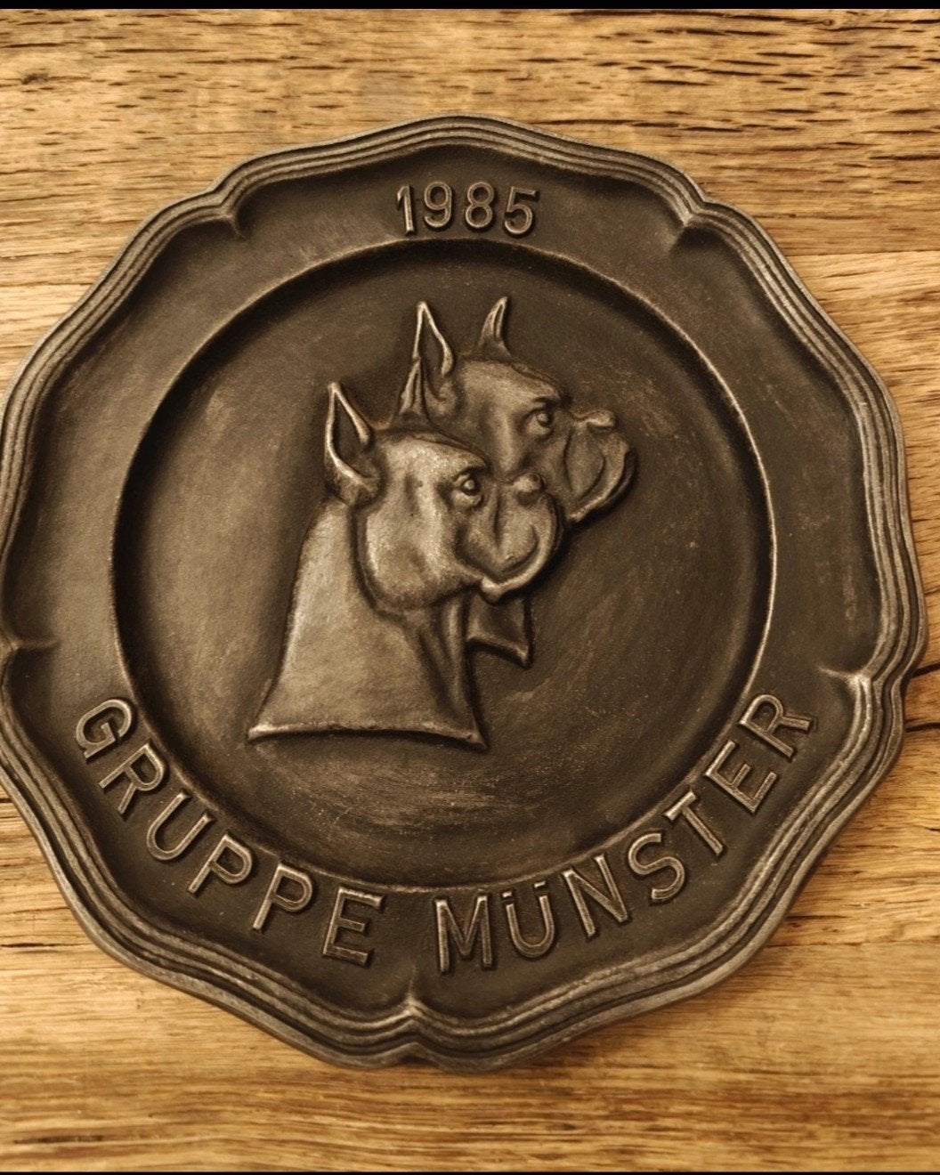 Uniek Vintage Tinnen Wandbord Duitse Boxer (1985), Antiek en Kunst, Ophalen