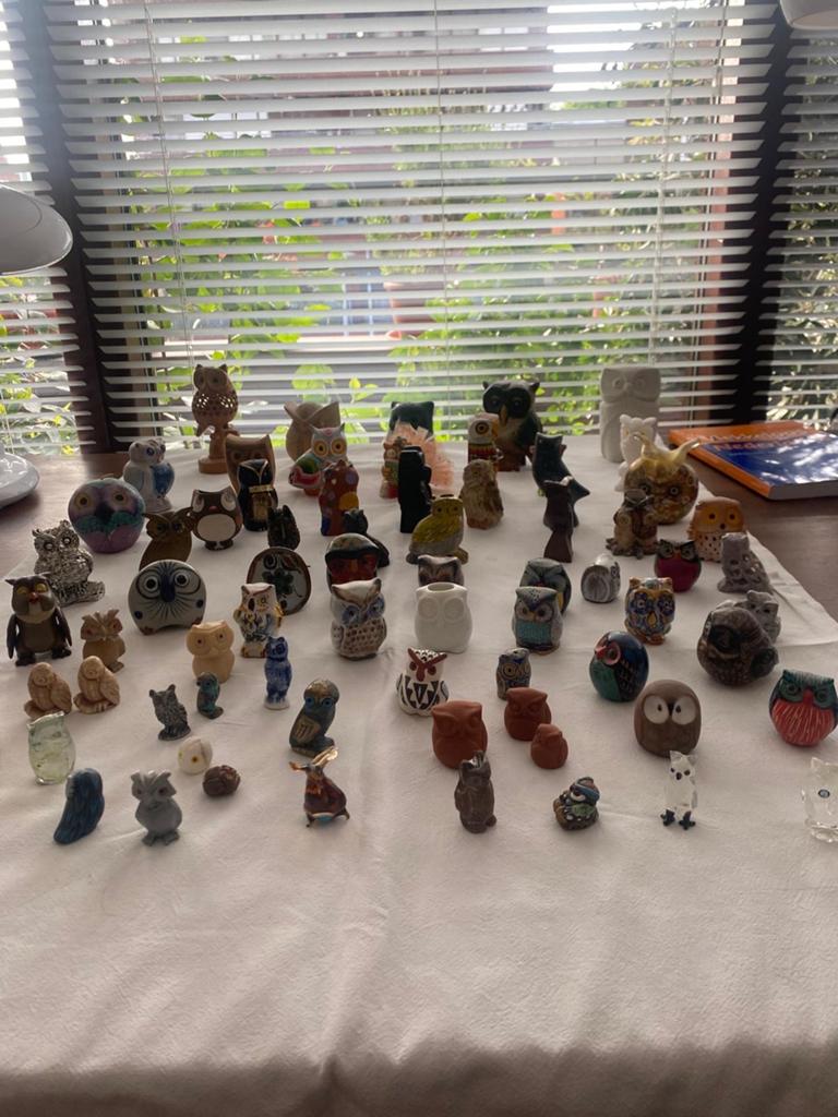 Grote collectie uilen beeldjes - diverse materialen, Verzamelen, Ophalen, Nieuw, Vogel, Beeldje of Figuurtje