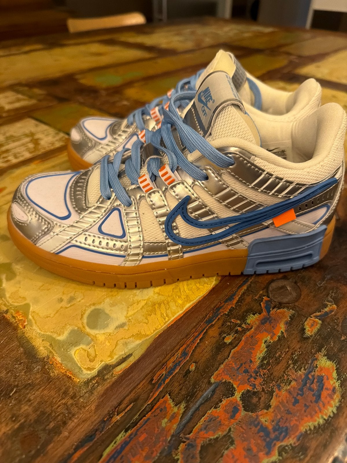 Nike Off-White Rubber Dunk University Blue EU 38, Ophalen of Verzenden, Zo goed als nieuw, Blauw, Sneakers of Gympen