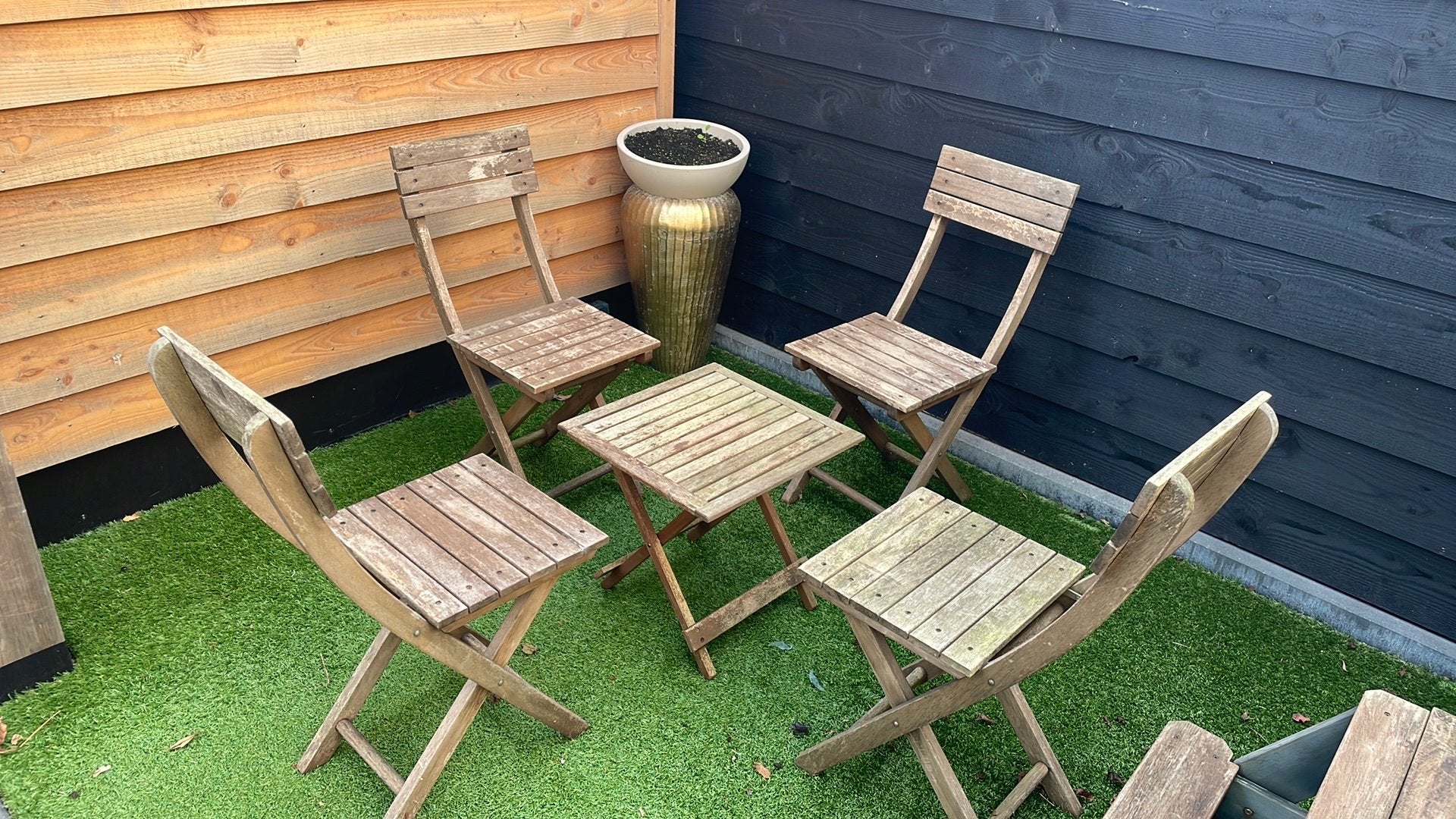 Hardhouten tuinset 5-delig, Ophalen, 4 zitplaatsen, Gebruikt, Hardhout