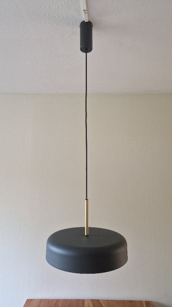 Hanglamp/plafondlamp Lucande, zwart/messing geborsteld, Ophalen, E27 (groot), Zo goed als nieuw, Vintage, retro, modern