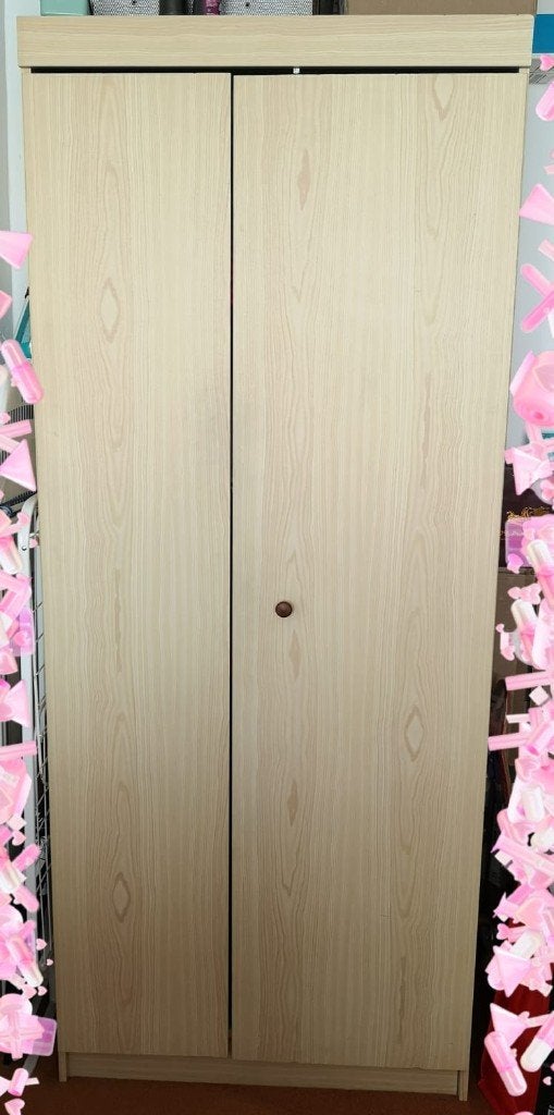 Vleugeldeuren Kledingkast – licht houtkleur, Gebruikt, Eenvoudig / Tijdloos / Scandinavisch geïnspireerd, 50 tot 75 cm, 50 tot 100 cm