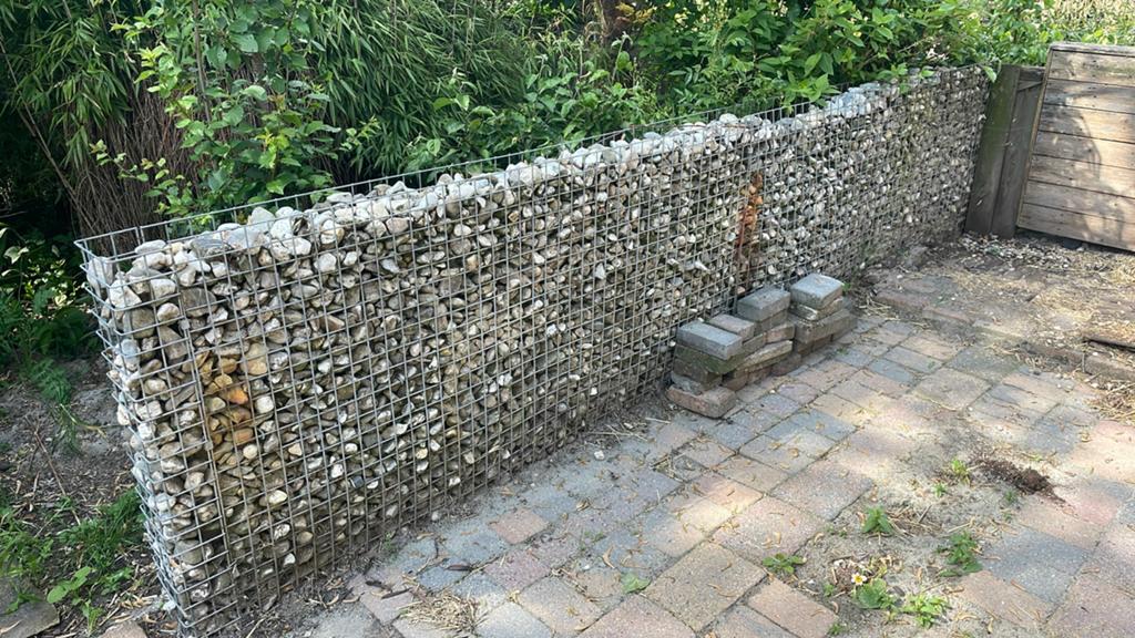 Gabion schanskorf met stenen - Gebruikt, Ophalen, Overige materialen, Gebruikt, Kei