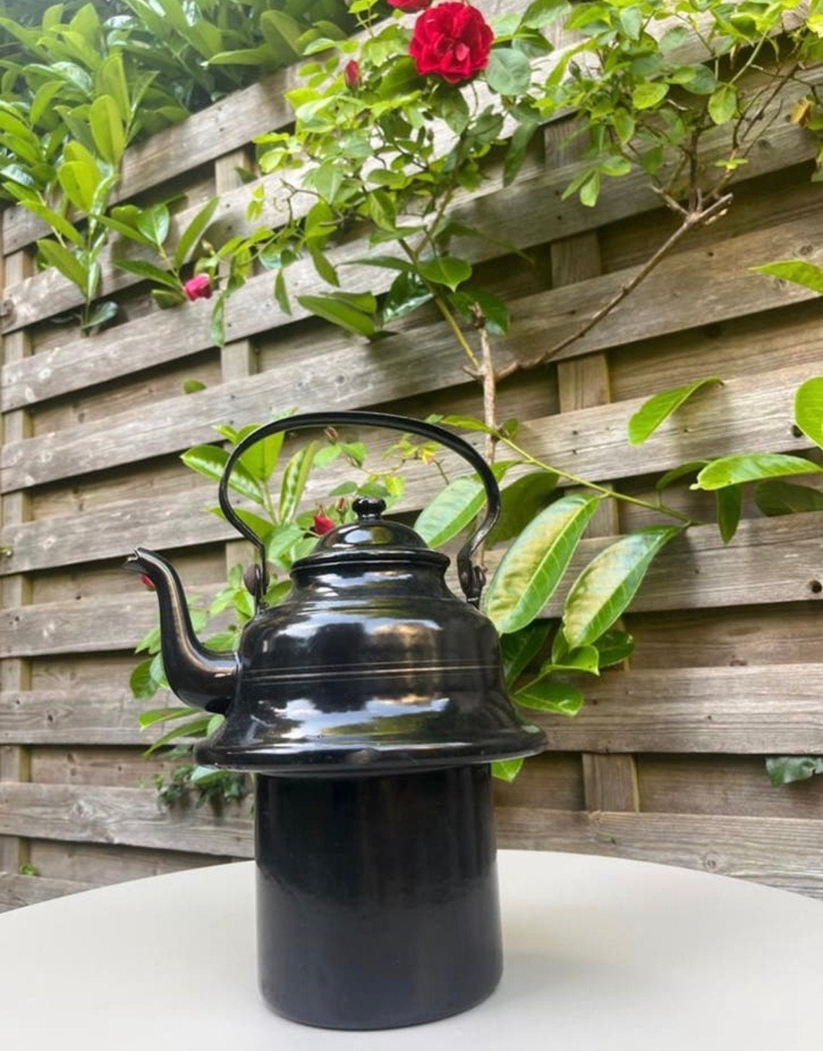Vintage Emaille Ketel Zwart - Retro Keukenaccessoire, Ophalen of Verzenden