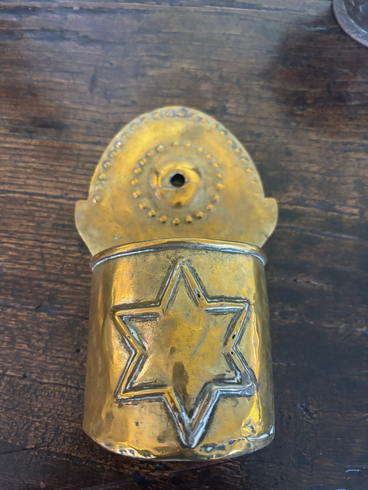 Antieke messing wandhouder met Davidster, Antiek en Kunst, Verzenden, Koper