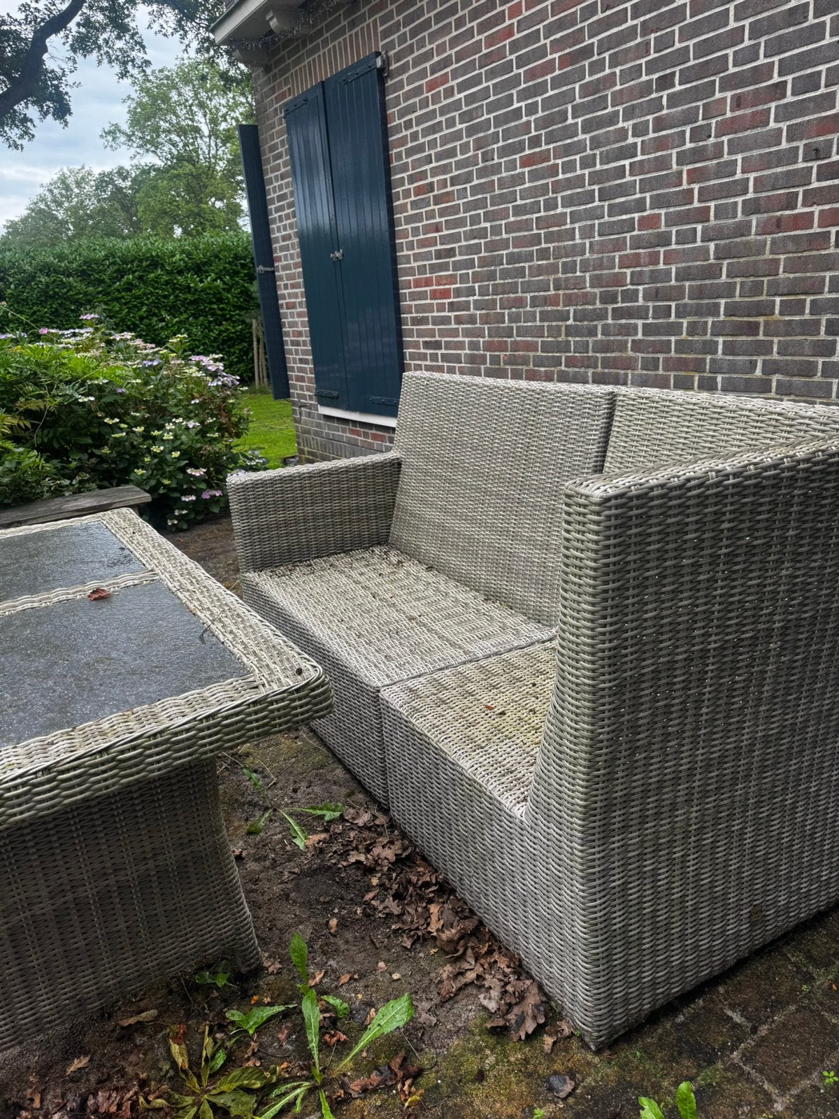 loungeset / tuinset – zonder kussens, Gebruikt, Loungeset, Wicker, Ophalen