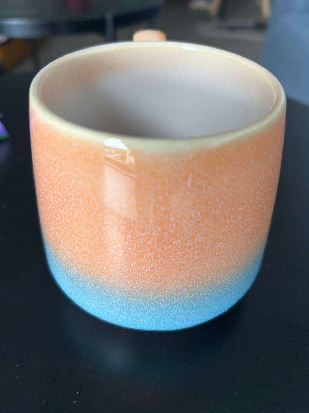 Primark mok oranje/blauw - Zo goed als nieuw, Ophalen, Overige typen, Zo goed als nieuw, Steen/keramiek