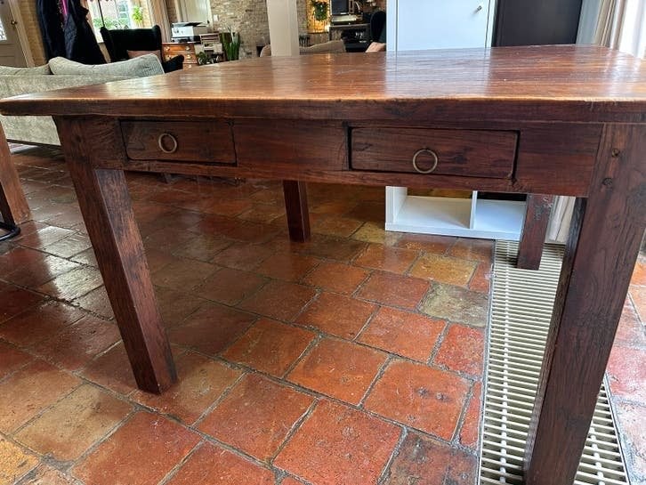 Robuuste houten tafel met lades - 120x120x78 cm, Ophalen