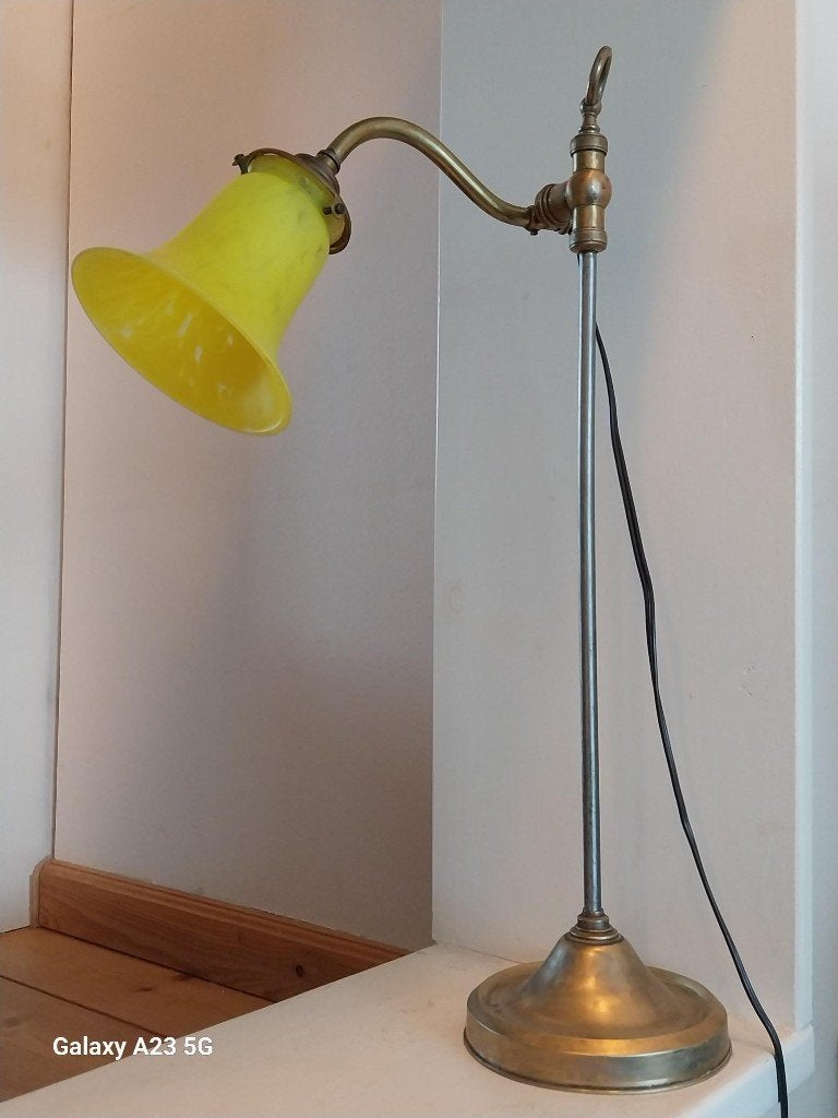 Art Deco tafellamp verstelbaar met gemarmerd glas, Antiek en Kunst, Ophalen of Verzenden