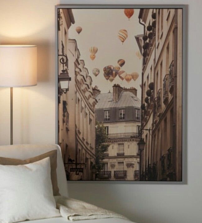 Ikea Vilshult Parijs met luchtballonnen 140x100cm, Ophalen, 125 cm of meer, Zo goed als nieuw, Foto of Poster