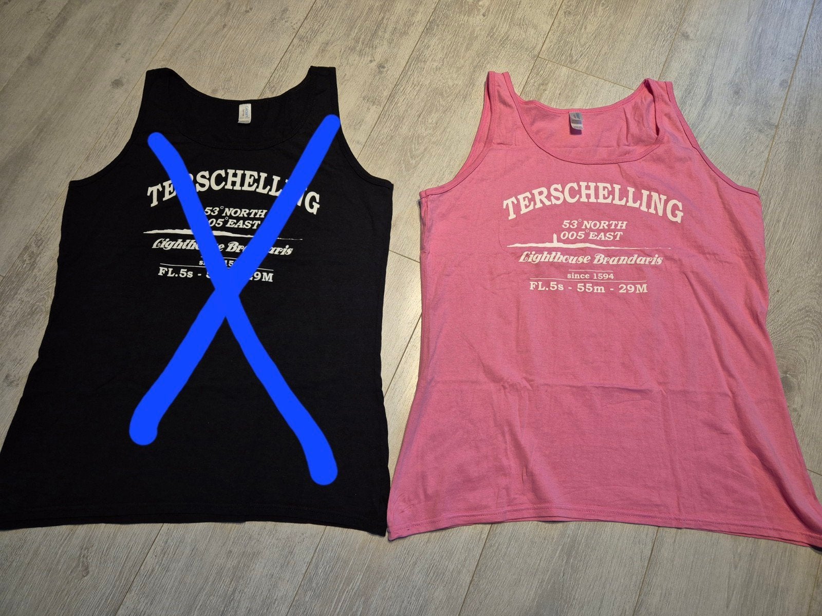 Roze hemdje XXL en blauw T-shirt XL Terschelling, Maat 46/48 (XL) of groter, Ophalen of Verzenden, Roze, Zonder mouw