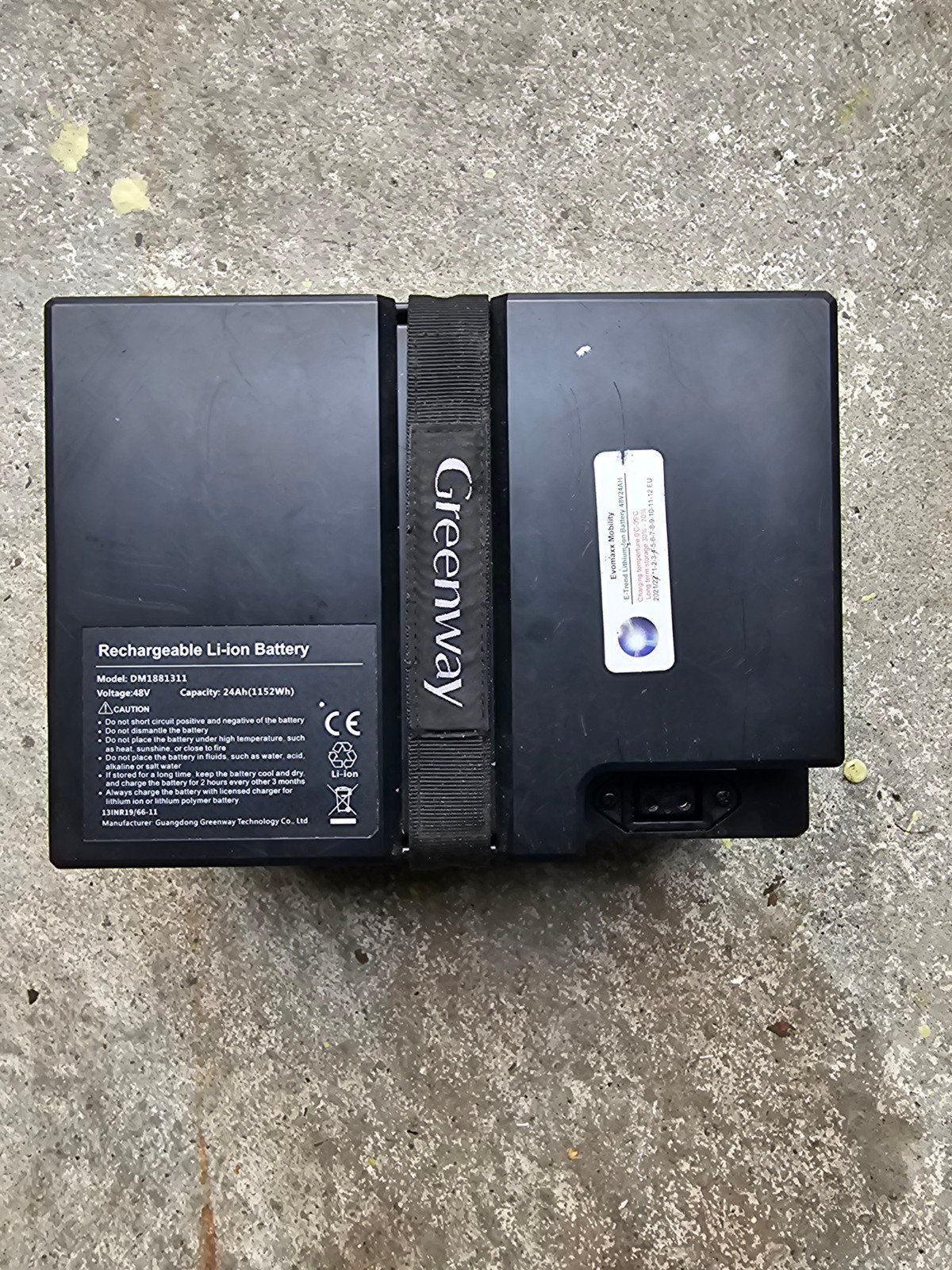 Greenway 48V 24Ah Li-ion Batterij E-bike/Scooter, Ophalen of Verzenden, Gebruikt