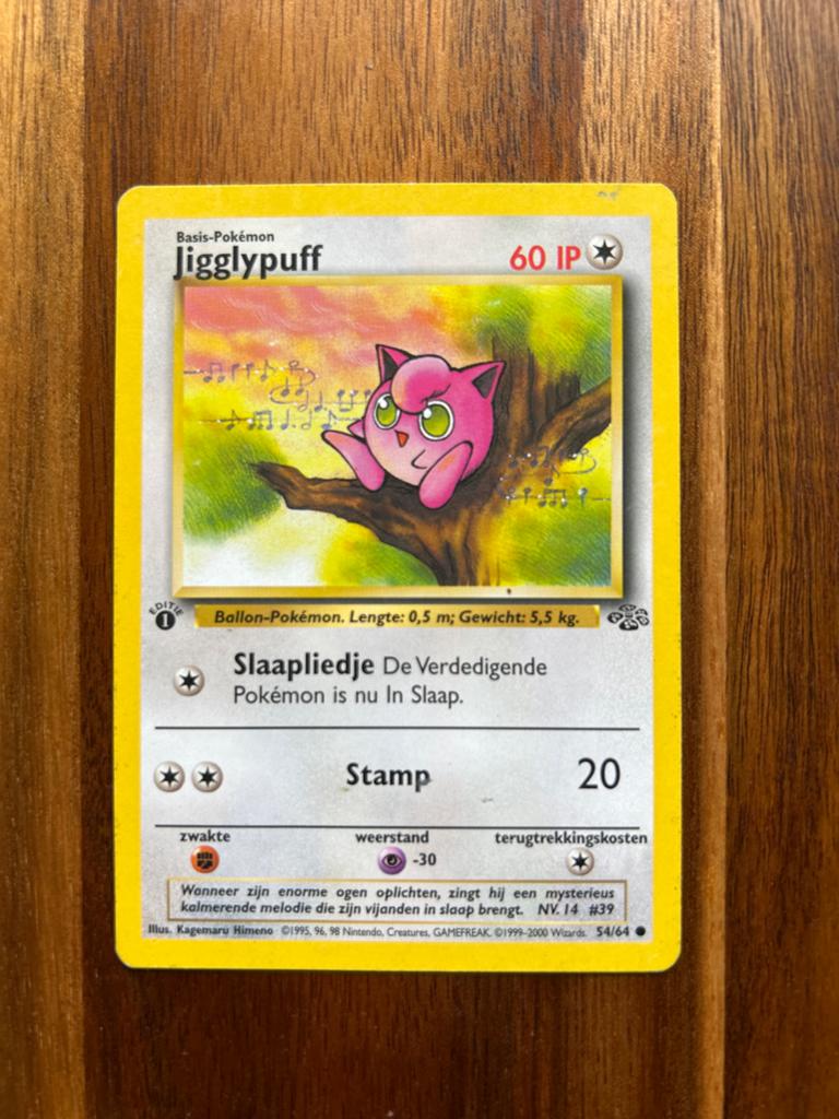 Jigglypuff Pokémon Kaart (Nederlands, Basis-Pokémon), Hobby en Vrije tijd, Verzamelkaartspellen | Pokémon, Zo goed als nieuw, Losse kaart