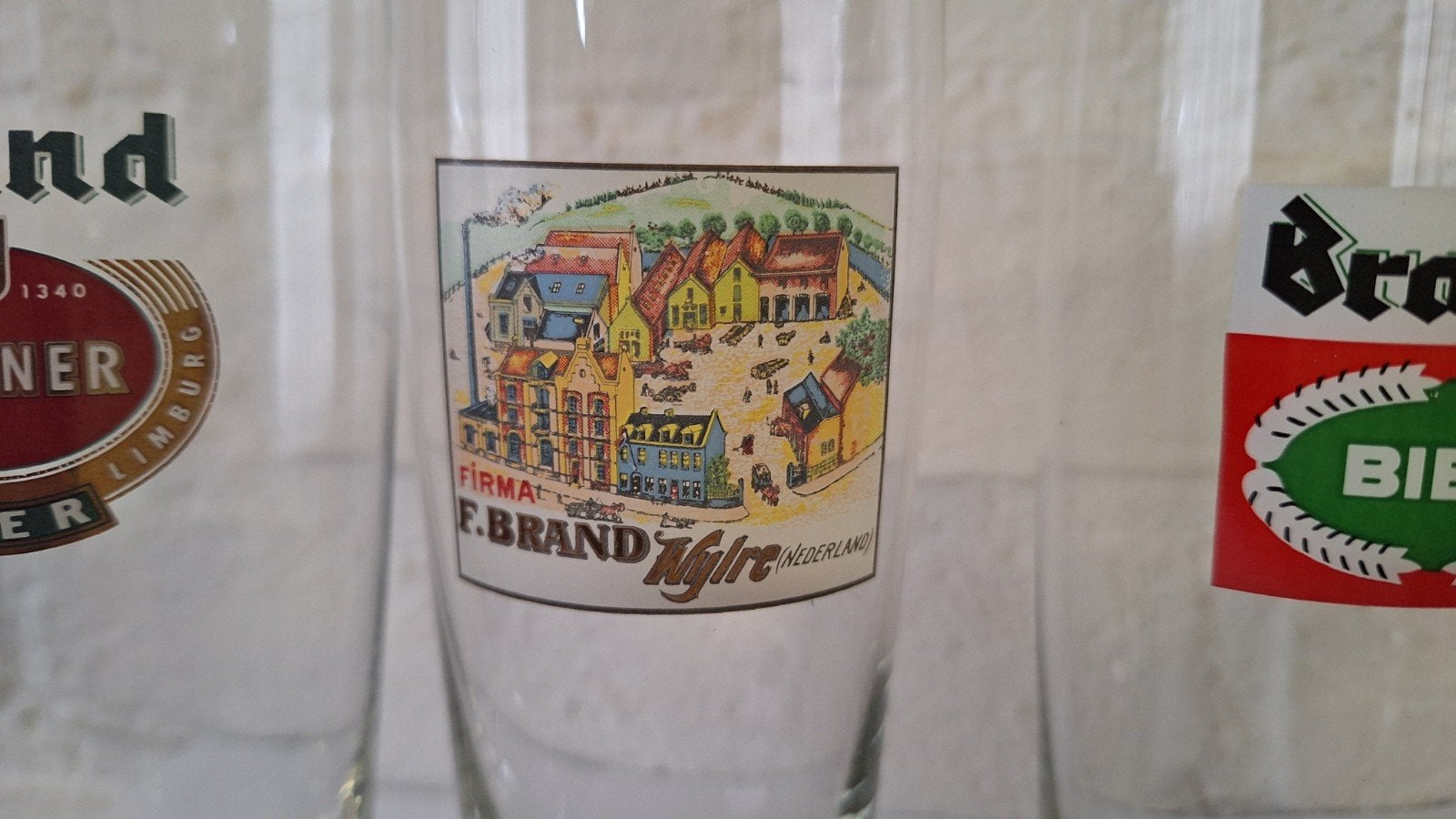 Set van 5 Brand Bier glazen, Ophalen of Verzenden, Zo goed als nieuw