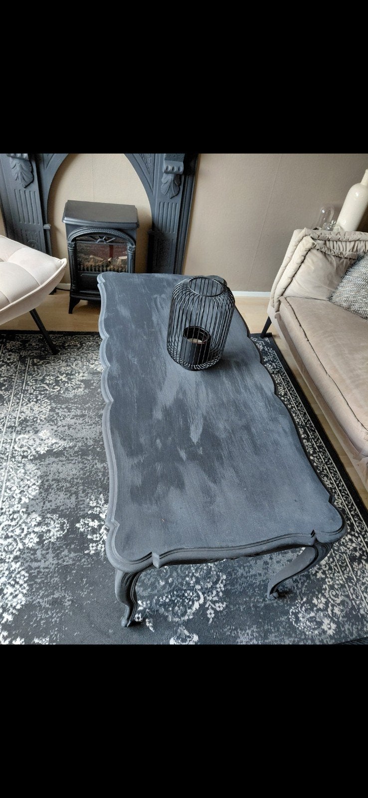 Antieke zwarte salontafel Queen Ann, Ophalen, 50 – 75, Gebruikt, 100 tot 150 cm