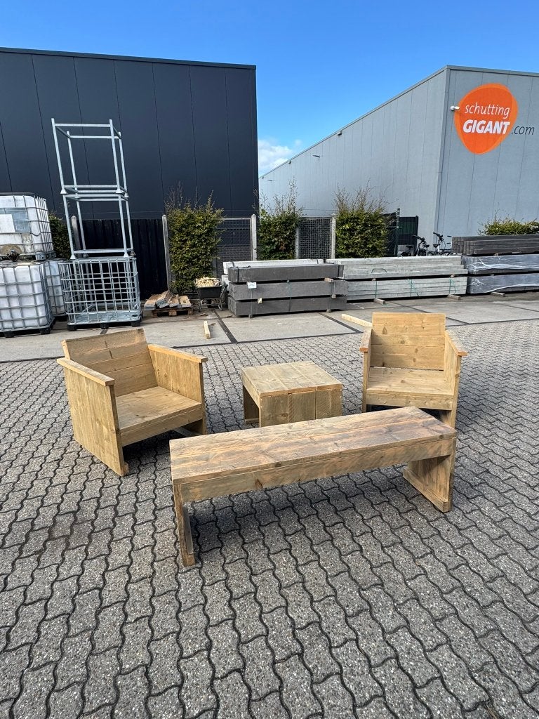 Steigerhouten meubels, Tuin en Terras, Steigerhout, Loungeset, Ophalen, 2 zitplaatsen