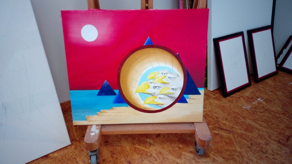 De Drie Piramides (Olieverf Schilderij), Ophalen, Overige materialen, Olieverf