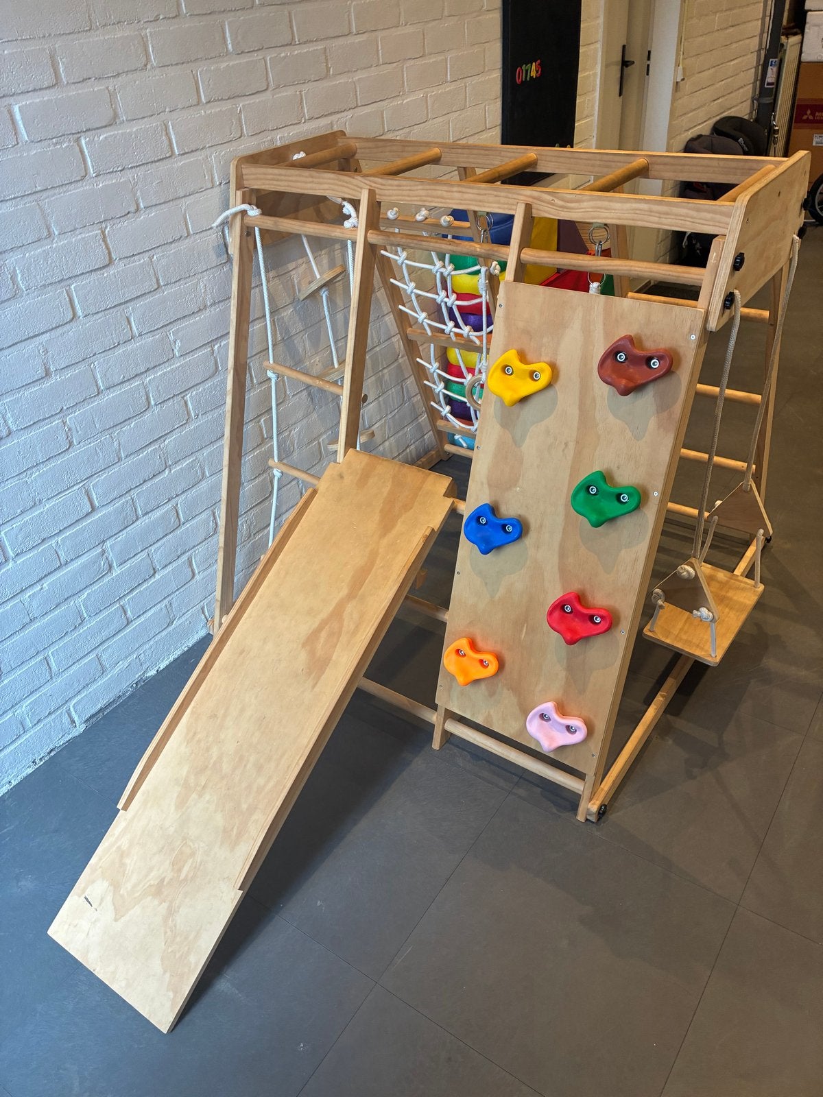 Maxi Houten Klimtoestel voor Kinderen (2-7 jaar), Ophalen, Zo goed als nieuw, Glijbaan