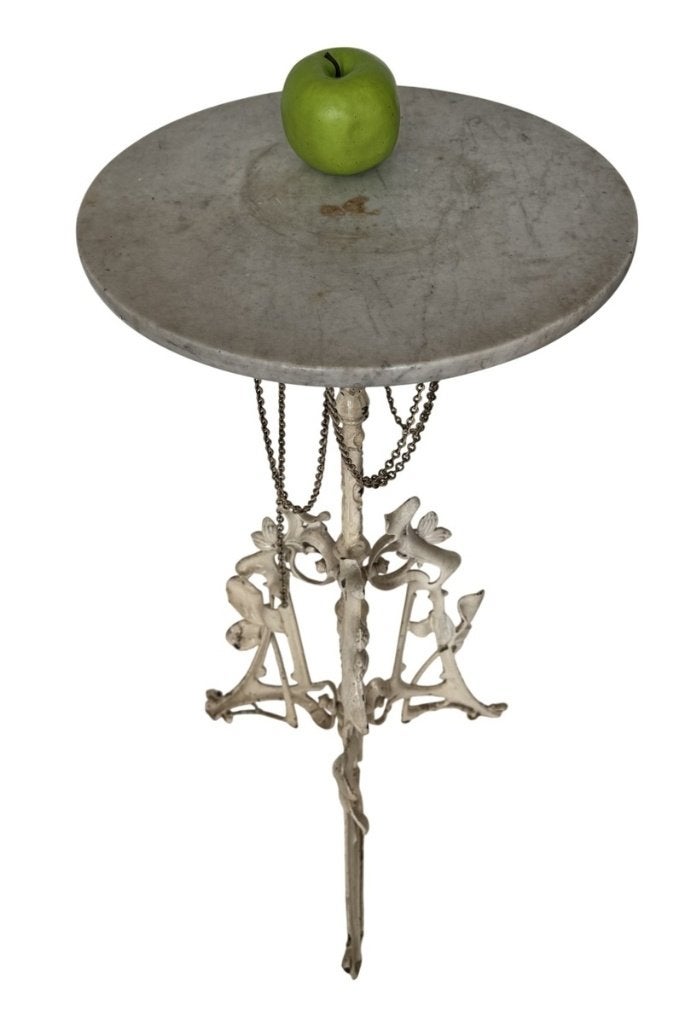 949. Art Nouveau gietijzeren tafel, marmeren blad, ca.1900, Ophalen of Verzenden
