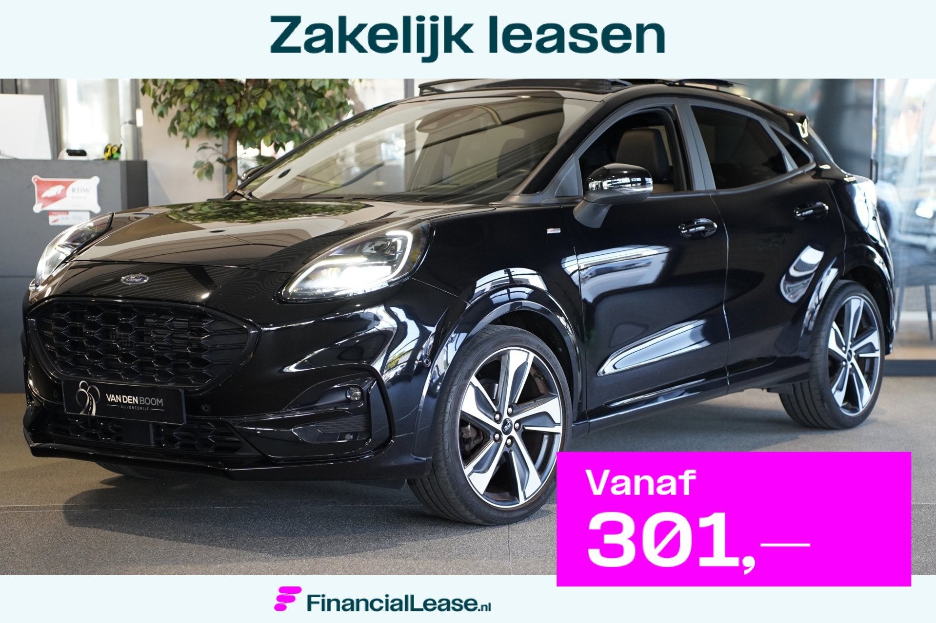 Ford Puma 1.0 EcoBoost Hybrid ST-Line 155PK Pano Trek Navi L, Voorwielaandrijving, Leder en Stof, Zwart, Origineel Nederlands
