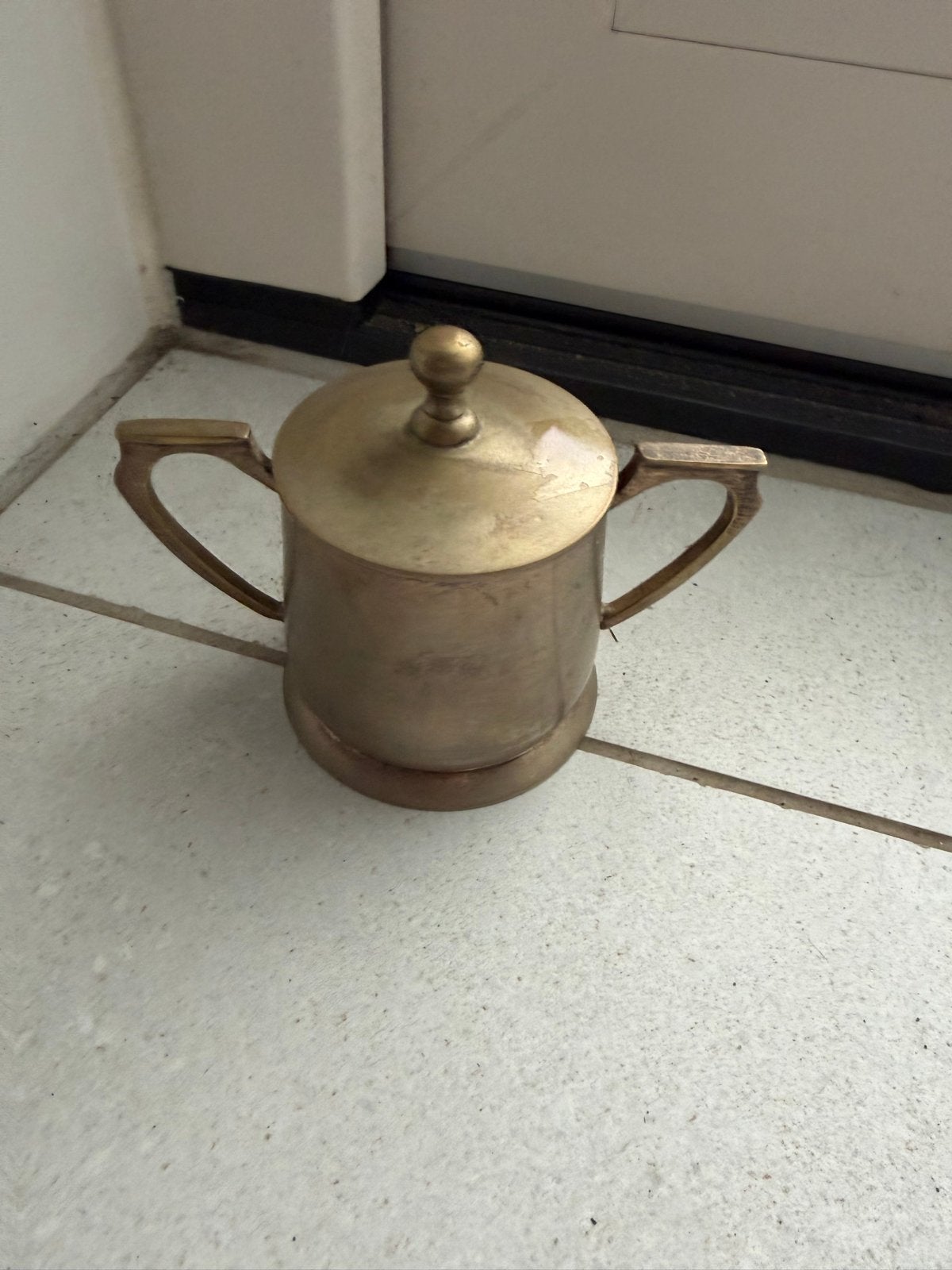 Vintage Koperen Potje met Deksel en Handvatten, Antiek en Kunst, Antiek | Koper en Brons, Ophalen of Verzenden, Koper