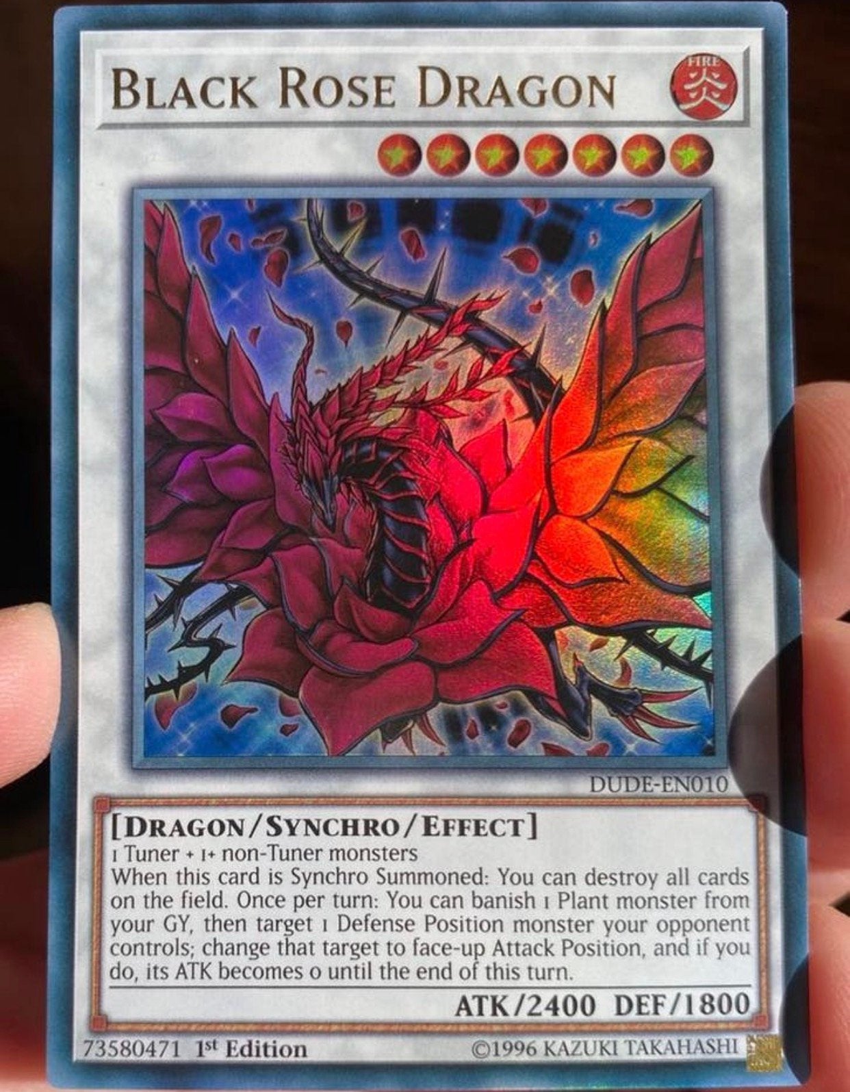 Yu-Gi-Oh! Black Rose Dragon DUDE 1st Edition !, Hobby en Vrije tijd, Verzamelkaartspellen | Yu-gi-Oh!, Ophalen of Verzenden, Zo goed als nieuw