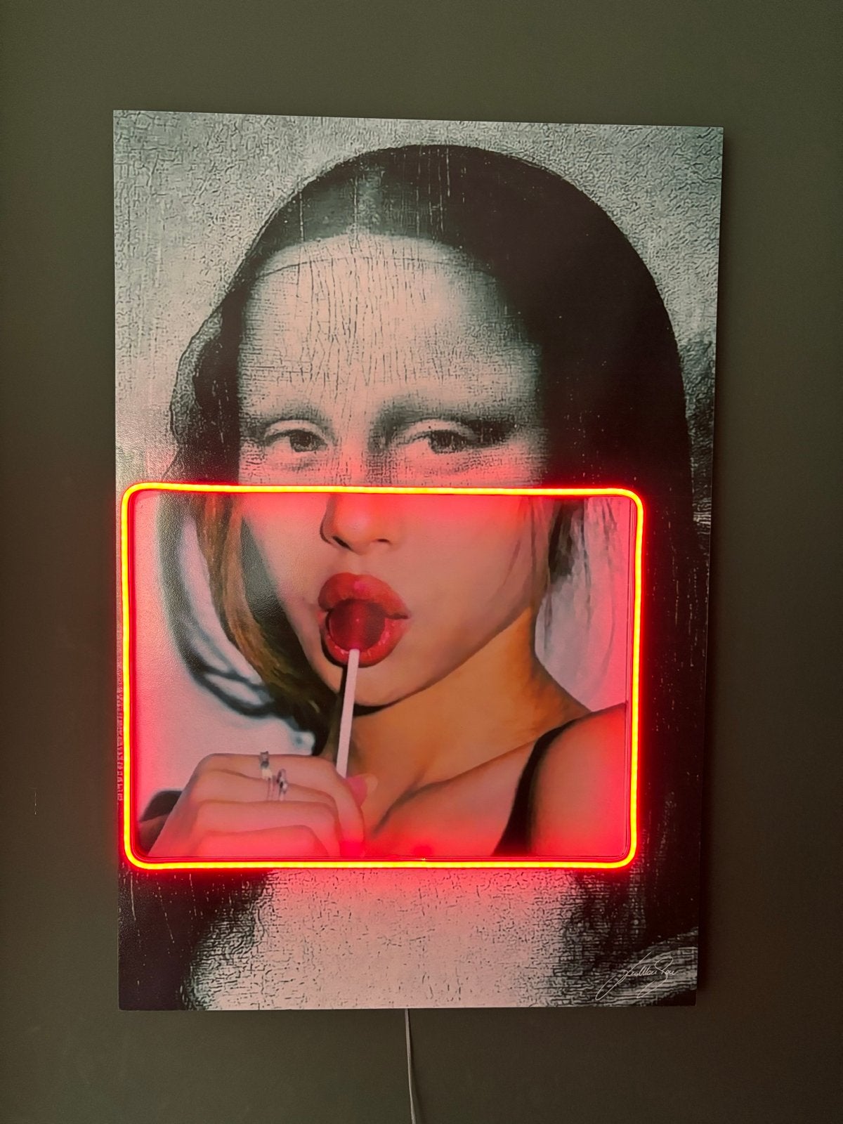 Mona Lisa Neon Kunstwerk 75x50 cm - Nieuw in doos, Ophalen, 50 – 75, Overige typen, Nieuw