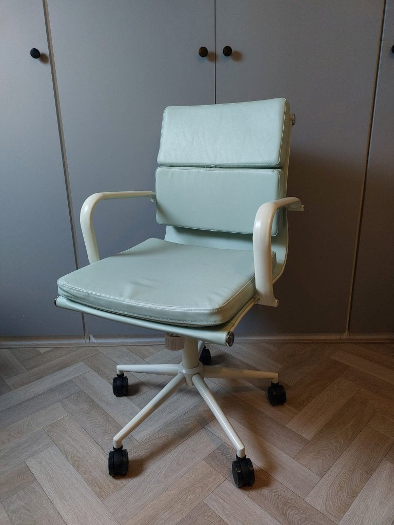 Turquoise bureaustoel Sklum nepleer en metaal, Ophalen, Gebruikt, Blauw, Bureaustoel