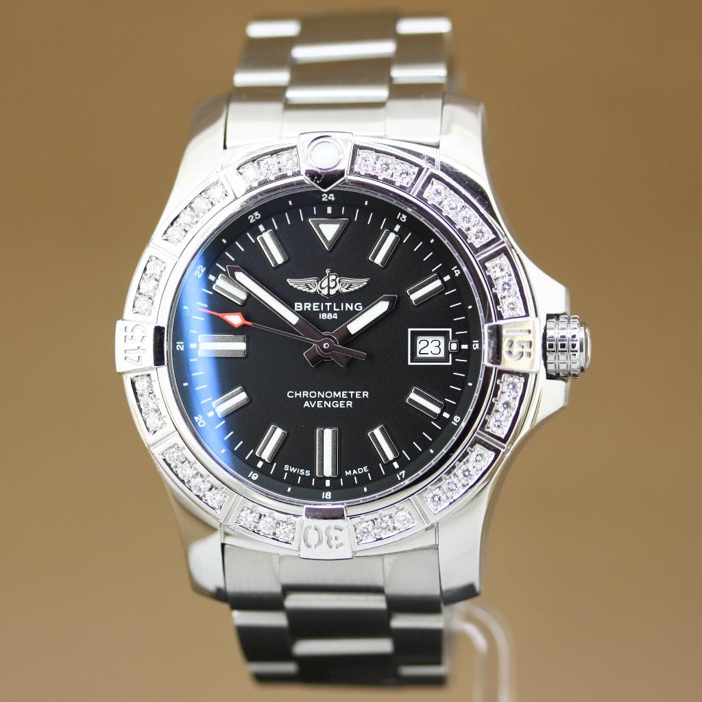 Breitling Avenger Auto 43 Diamant | Full Set, Staal, Gebruikt, Staal, Breitling
