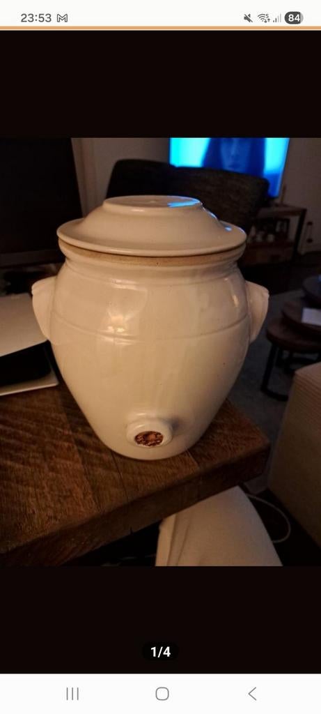 Titel: Antieke Franse Vinaigrier Digoin Sarreguemines (3,5L+, Huis en Inrichting, Ophalen, Pot, Bus of Blik