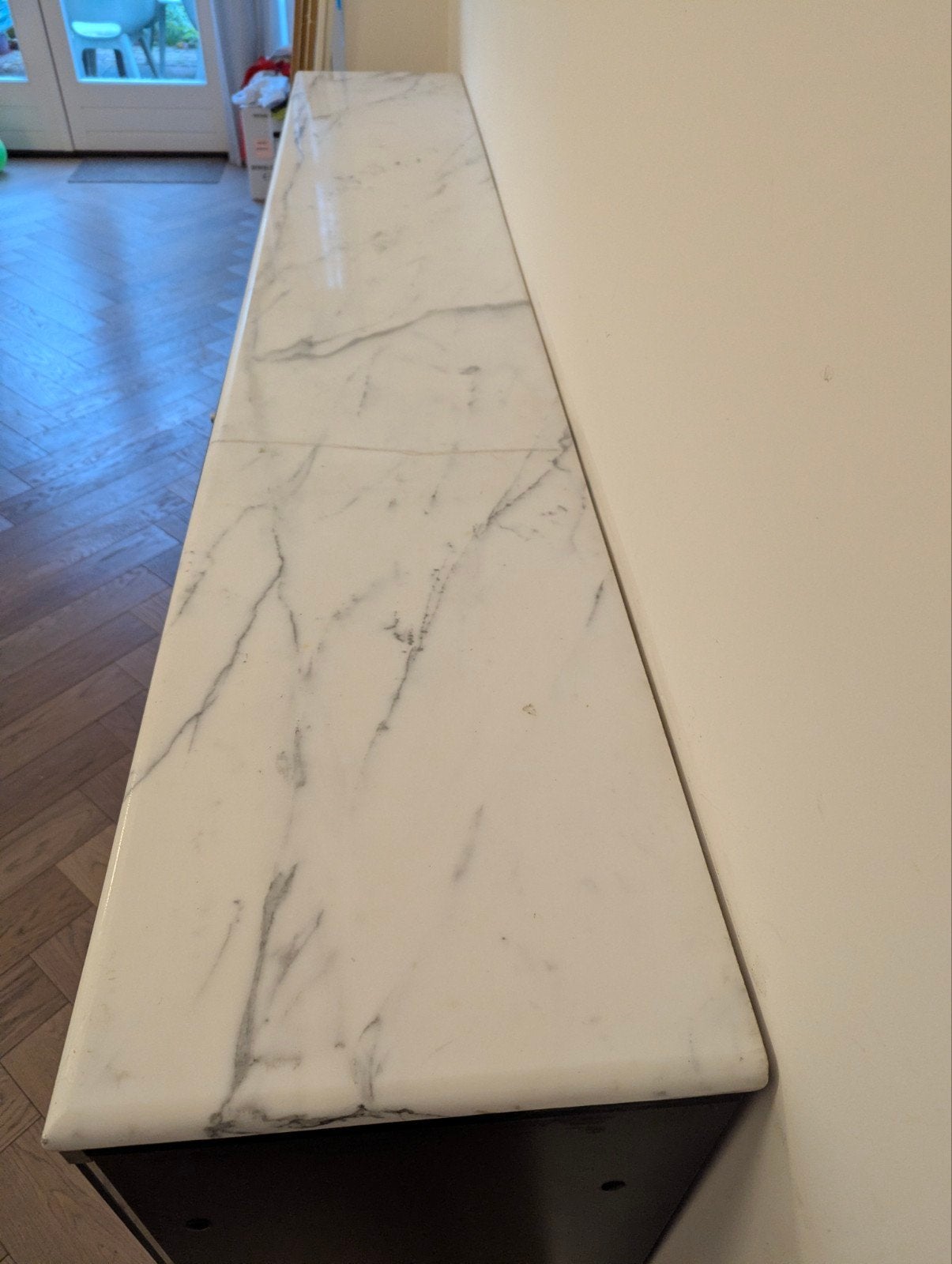 Marmeren blad 215x36 cm met gerepareerde barst, Ophalen