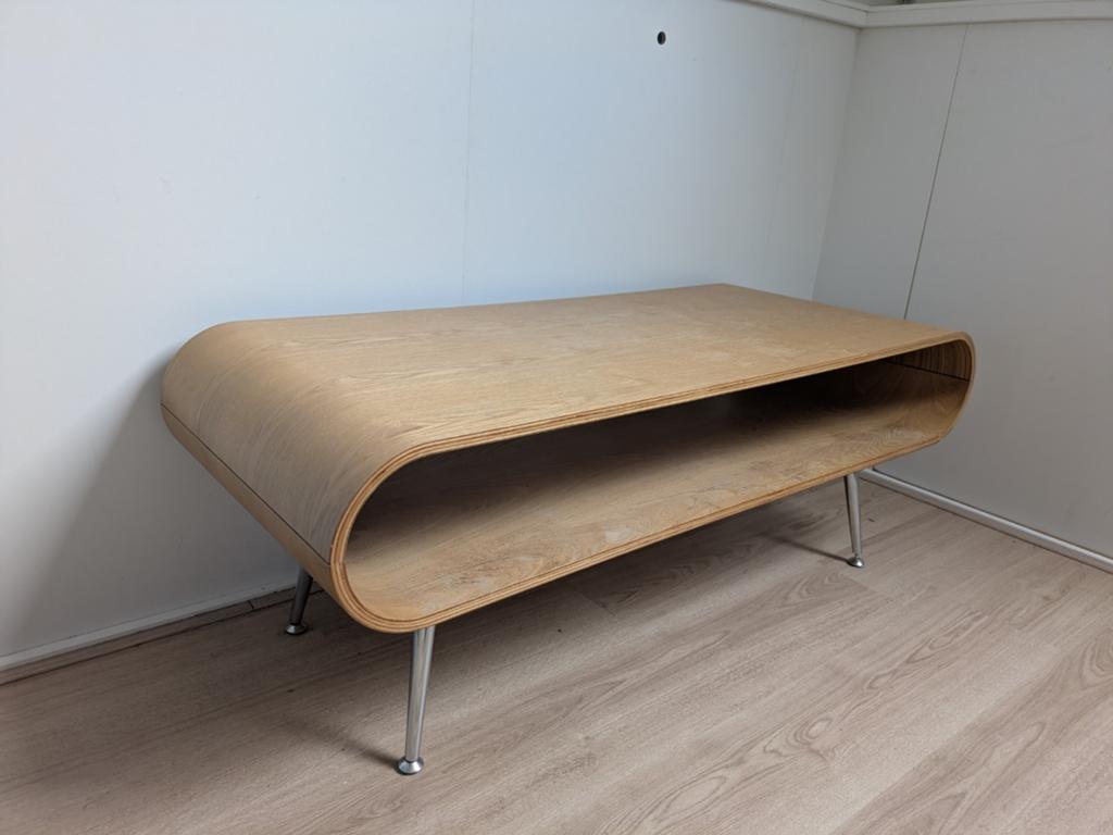 Retro houten salontafel van Made, Huis en Inrichting, Tafels | Salontafels, Ophalen, Gebruikt, 100 tot 150 cm, Eikenhout
