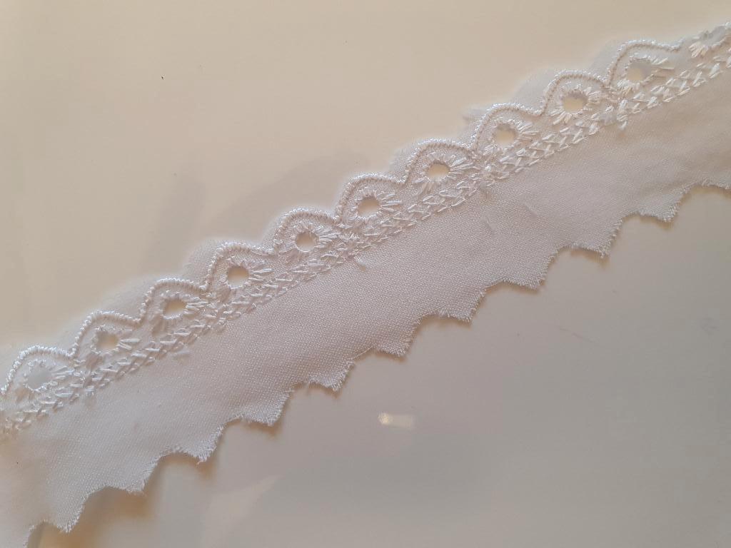 Katoen Broderie band/kant - wit 25mm #2653, Hobby en Vrije tijd, Naaien en Fournituren, Ophalen of Verzenden, Nieuw, Lint, Band of Elastiek