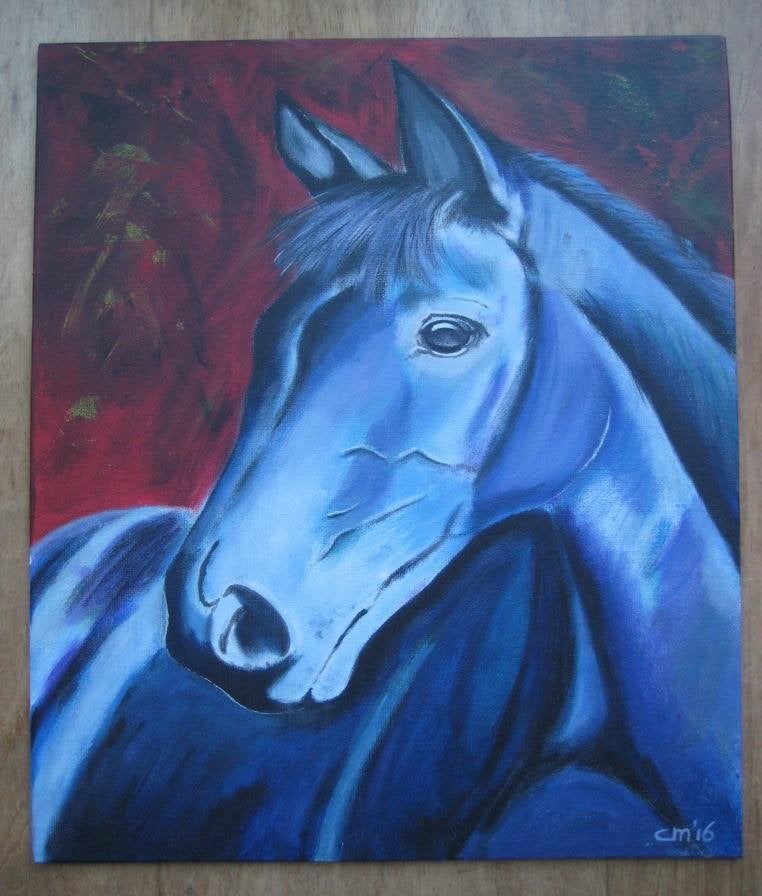 Schilderij: Paard (30 x 40 cm.), Ophalen, Minder dan 50 cm, Oorspronkelijke maker, Nieuw