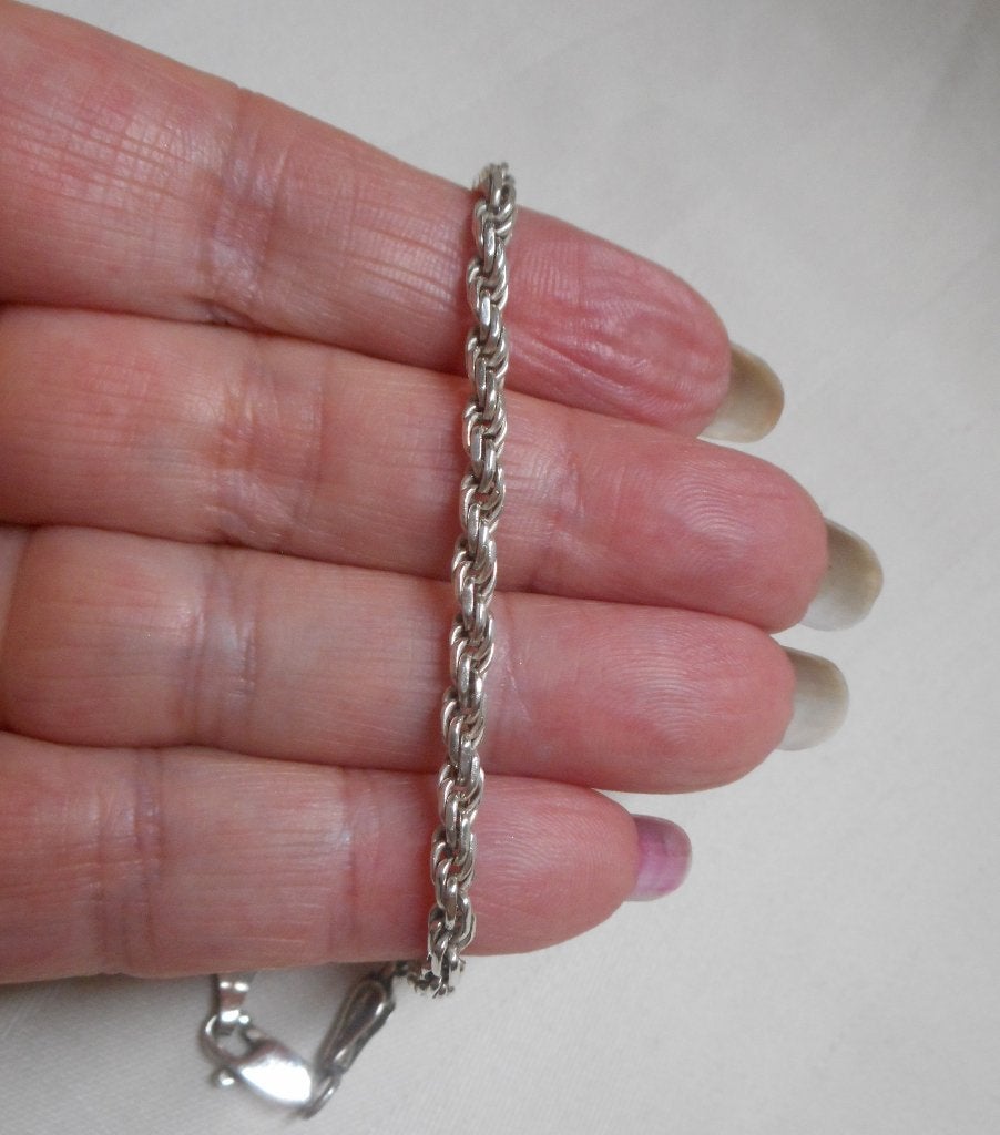 Zilveren vintage koord armband nr.616, Sieraden, Tassen en Uiterlijk, Armbanden, Verzenden, Zo goed als nieuw, Zilver, Zilver