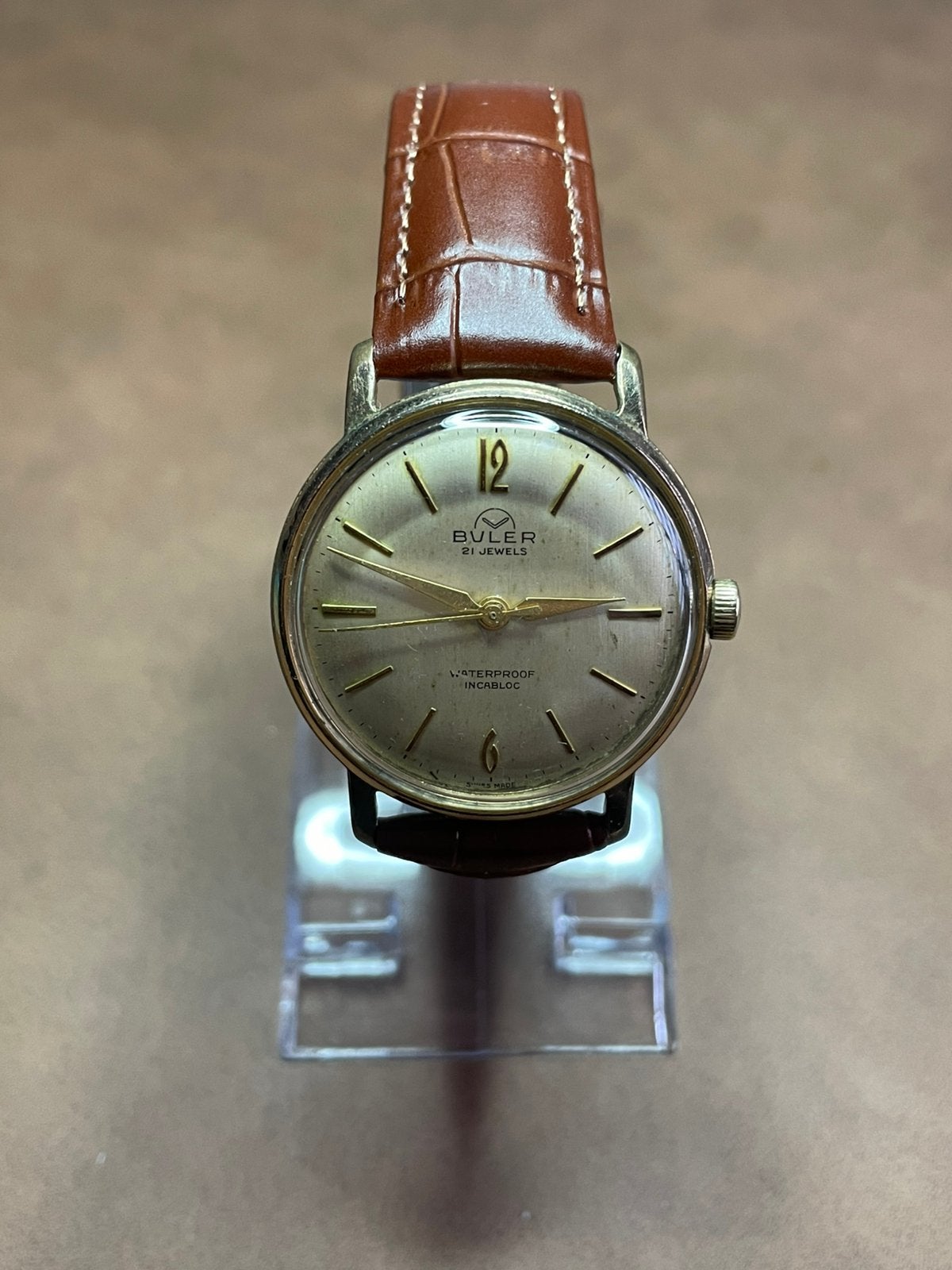 Vintage Buler, Overige merken, Overige materialen, Polshorloge, Verguld