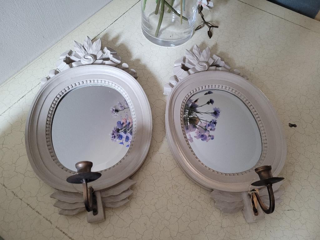 Nieuwe spiegel met kandelaar Clayre & Eef, Heikant 21 Kaatsheuvel, Minder dan 50 cm, Belle Vieille Brocante, Nieuw